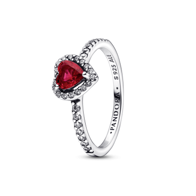 Anillo Corazón elevado rojo Pandora Plata Esterlina